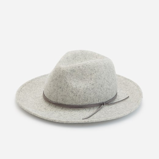 Reserved - Wełniany kapelusz z rzemykiem - Jasny szary Reserved M promocyjna cena Reserved