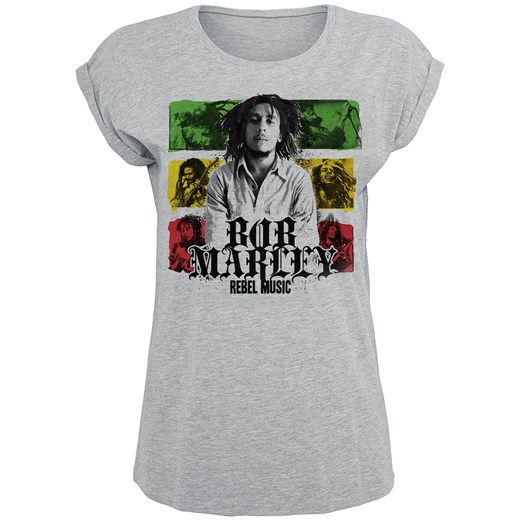 Bob Marley - Rebel Music Stripes - T-Shirt - szary (Heather Grey) M EMP