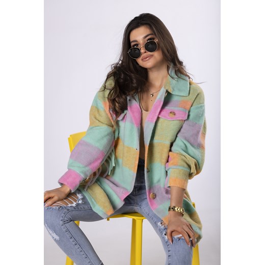 Kurtka damska Moda Dla Ciebie wielokolorowa casualowa długa 