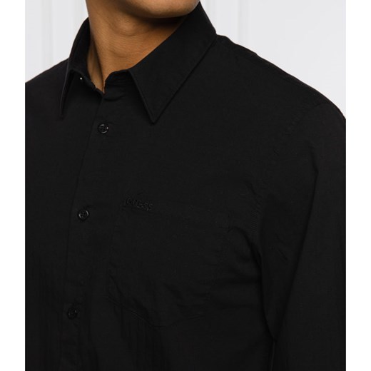 Koszula męska Guess z długimi rękawami czarna wiosenna 