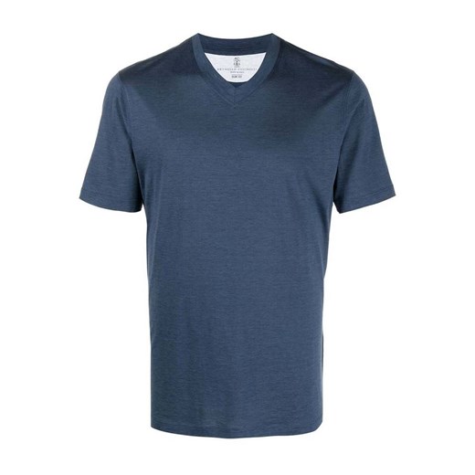 T-shirt męski niebieski Brunello Cucinelli z krótkim rękawem 