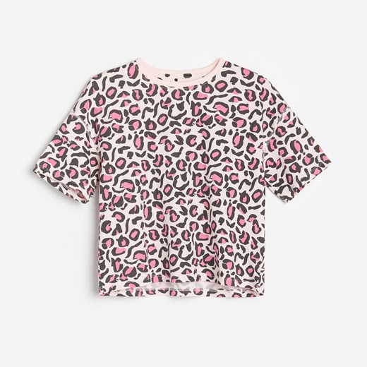 Reserved - Bawełniany t-shirt w cętki - Różowy Reserved 122 Reserved okazja