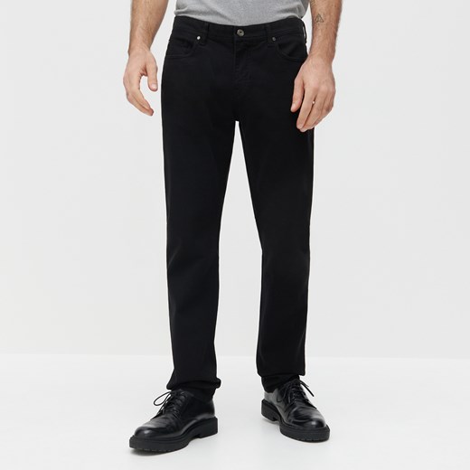 Reserved - Bawełniane spodnie slim fit - Czarny Reserved 34 Reserved wyprzedaż