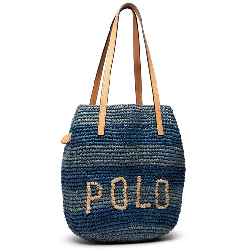 Shopper bag Polo Ralph Lauren granatowa z nadrukiem 