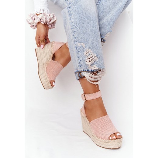Espadryle damskie Msmg zamszowe na koturnie eleganckie