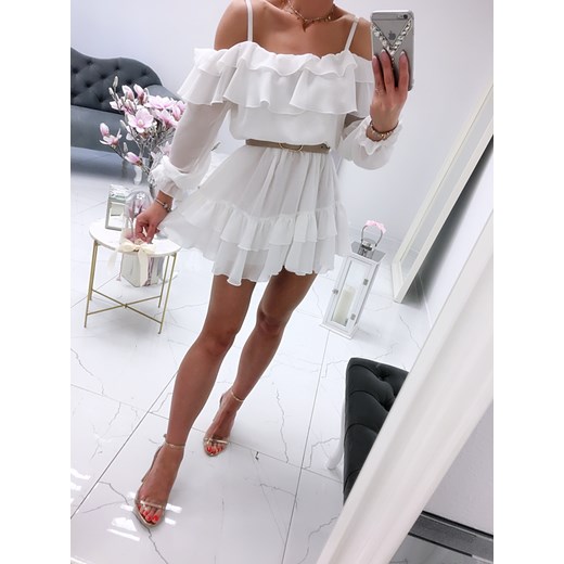 Sukienka hiszpanka Camilla biała A456 Excellence ONE SIZE Charlotte Fashion