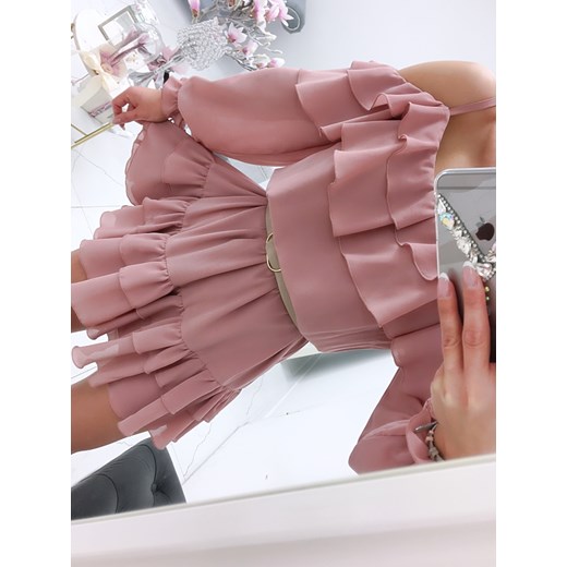 Sukienka hiszpanka Camilla pudrowa A457 Excellence ONE SIZE Charlotte Fashion