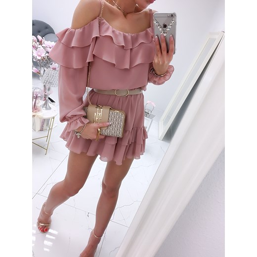 Sukienka hiszpanka Camilla pudrowa A457 Excellence ONE SIZE Charlotte Fashion