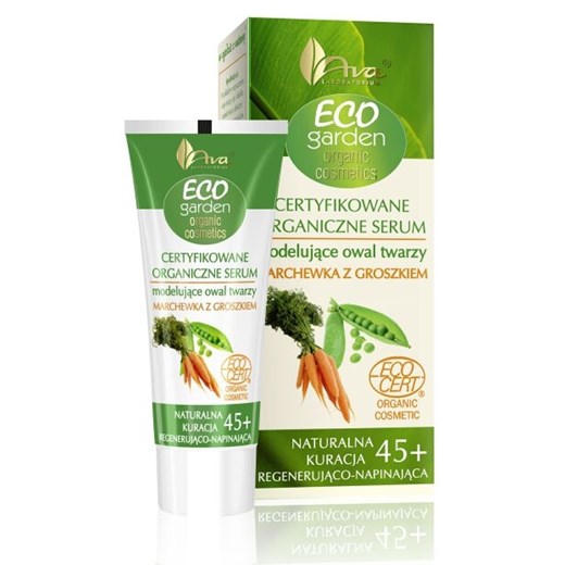 Ava Eco Garden certyfikowane organiczne serum modelujące owal twarzy marchewka z groszkiem kosmetyki-maya zielony krem nawilżający