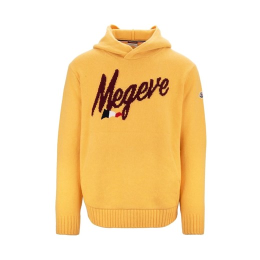 Moncler bluza męska z napisami młodzieżowa żółta 