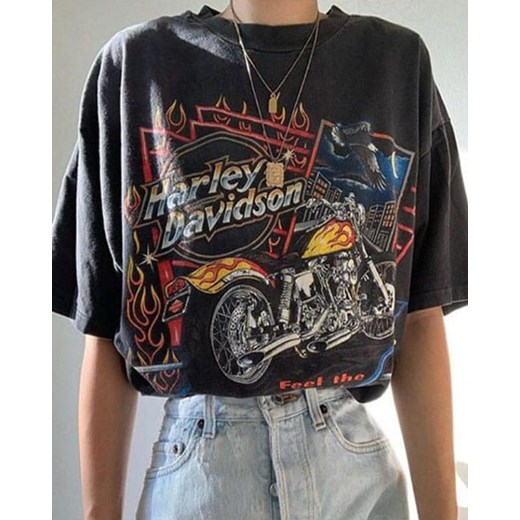 T-shirt motocyklowy punk rock czarny Kendallme L Kendallme wyprzedaż