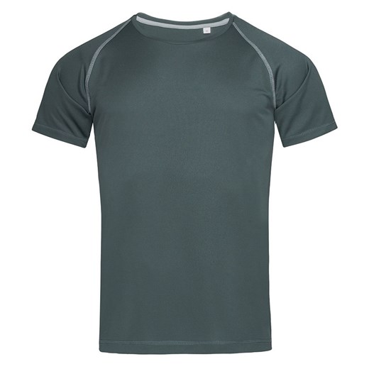 Koszulka T-shirt, Ciemny Szary, Sportowa, ACTIVE-DRY Poliester, Raglanowe Rękawy, Grafitowy TSJNPLST8030granitegrey ze sklepu JegoSzafa.pl w kategorii T-shirty męskie - zdjęcie 111502761