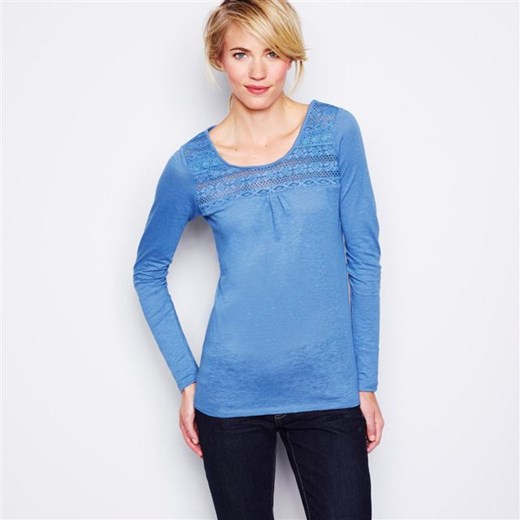 Jednobarwny T-shirt, 100% bawełny o nieregularnym splocie la-redoute-pl niebieski t-shirty