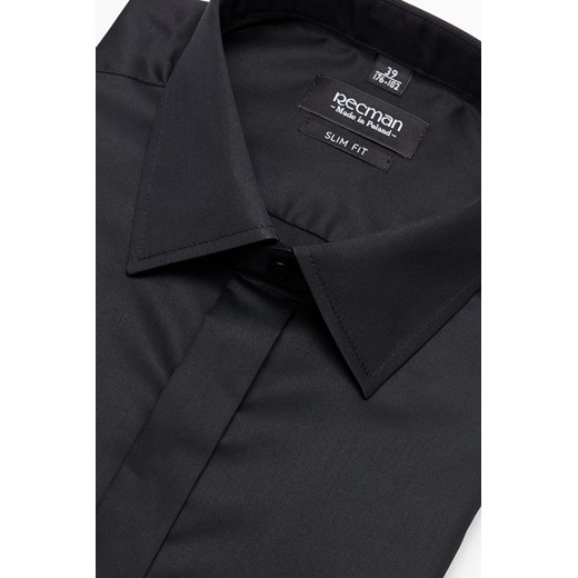 Koszula czarna Recman SAVERNE 2614 na spinki slim fit Recman 176/182/43 Eye For Fashion