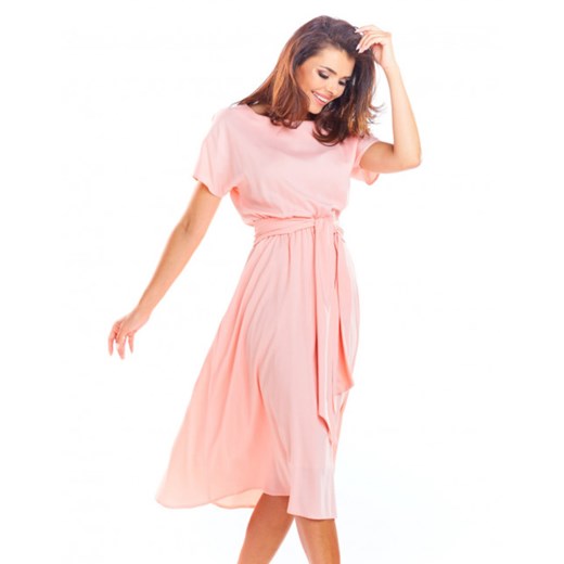 Sukienka wiskozowa midi z kimonowym rękawem A296 XL okazja showroom.pl