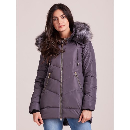 Graphite winter jacket with fur on the hood Fashionhunters S Factcool
