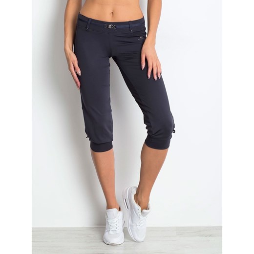 Graphite capri pants with drawstrings and welts Fashionhunters XS Factcool