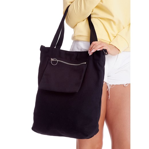 Black cloth bag with an outer pocket Fashionhunters One size Factcool