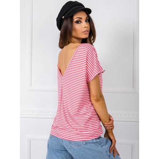 RUE PARIS White and coral striped t-shirt Fashionhunters M Factcool