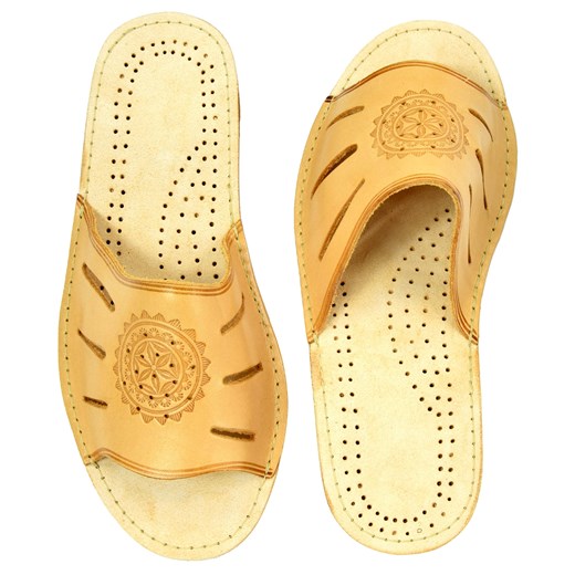 Skórzane pantofle damskie ze sklepu JK-Collection w kategorii Kapcie damskie - zdjęcie 111699712