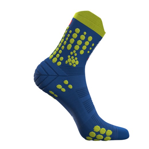 COMPRESSPORT Skarpetki do biegania trailowe ProRacing Socks v3.0 niebiesko-żółte Compressport T4 tricentre.pl