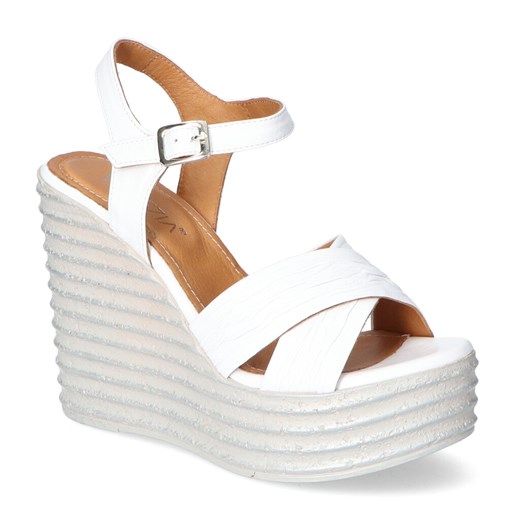 Venezia espadryle damskie na koturnie z klamrą 