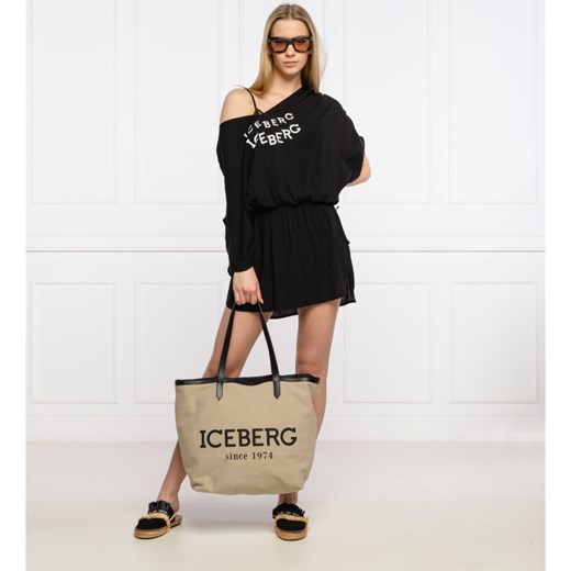 Sukienka czarna Iceberg mini z długimi rękawami 