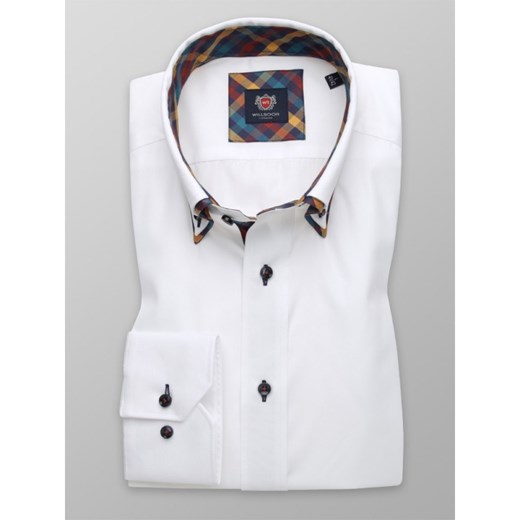 Biała taliowana koszula z kontrastami Willsoor XL (43/44) / 176-182 promocja Willsoor