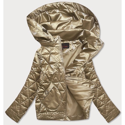 Metaliczna kurtka damska z kapturem złota (2021-01big) ze sklepu goodlookin.pl w kategorii Kurtki damskie - zdjęcie 111859374