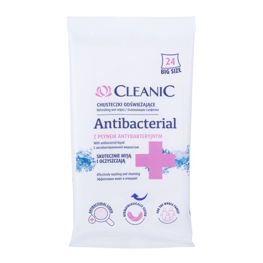 Cleanic Antibacterial Refreshing Wet Wipes Antybakteryjne Kosmetyki 24Szt Cleanic makeup-online.pl