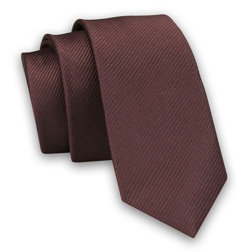 Jednokolorowy Krawat Męski, Śledź - 5 cm - Angelo di Monti, Brązowy KRADM1415 Angelo Di Monti JegoSzafa.pl