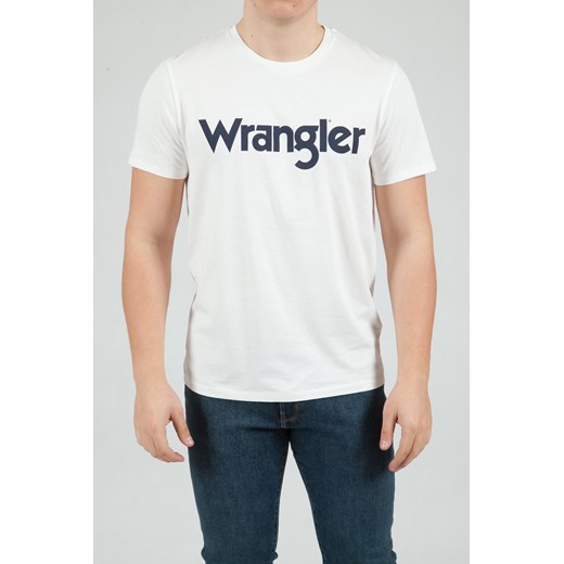 T-shirt Męski Wrangler KABEL Logo Tee OFF White W7M0FQ737 Wrangler XL okazyjna cena Elwix