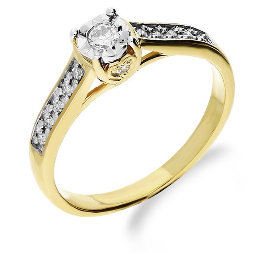 Złoty pierścionek zaręczynowy z diamentem typu SOLITER Magic bis DI t348-05 próba 585 Sezam 14 promocja Jubiler Sezam