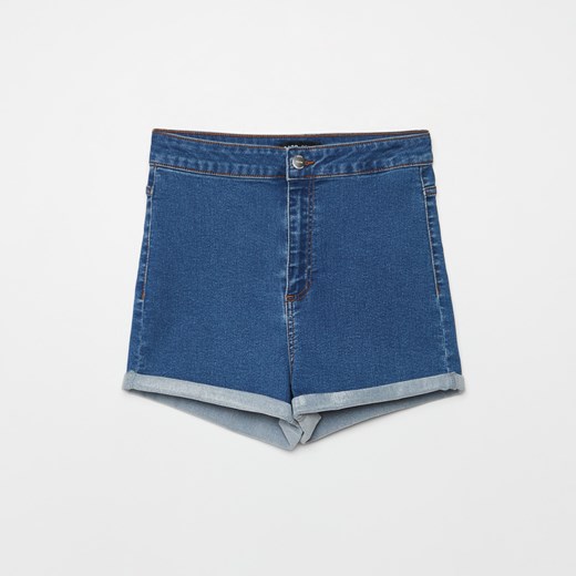 Cropp - Jeansowe szorty z wysokim stanem - Niebieski Cropp 32 Cropp