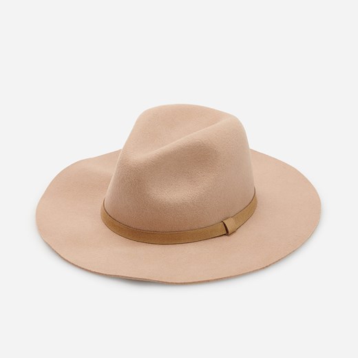 Reserved - Wełniany kapelusz z dekoracyjnym paskiem - Beżowy Reserved S okazja Reserved