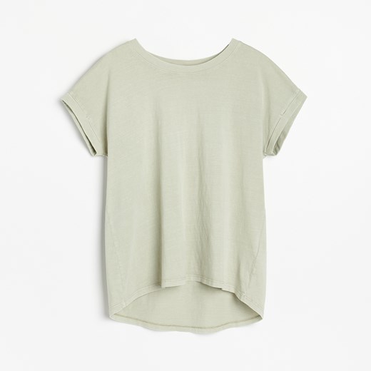 Reserved - Bawełniany t-shirt z efektem sprania - Zielony Reserved XL Reserved