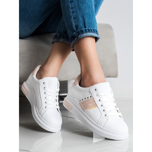 Buty sportowe damskie CzasNaButy sneakersy białe sznurowane 