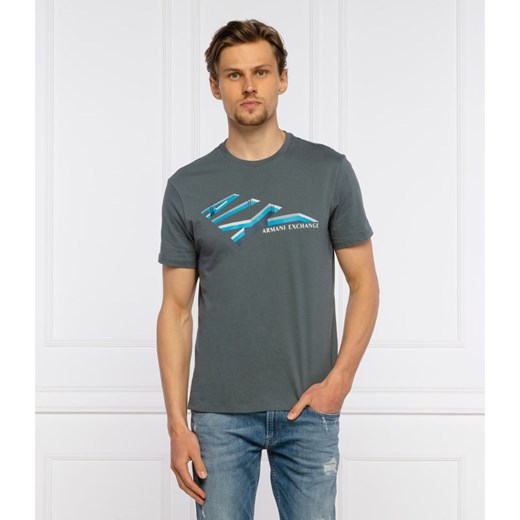 T-shirt męski Armani Exchange szary z krótkim rękawem młodzieżowy 
