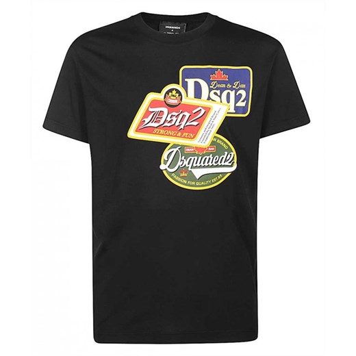 DSQUARED2 unikatowy męski t-shirt BLACK Dsquared2 L okazyjna cena EITALIA