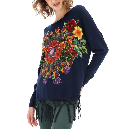 Sweter z nadrukiem kwiatów i frędzlami Desigual PARADISE Desigual XL Eye For Fashion