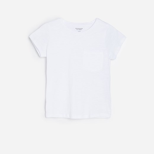 Reserved - Bawełniany T-shirt z kieszonką - Biały Reserved 158 Reserved