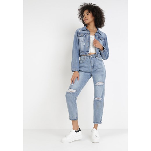 Niebieska Kurtka Jeansowa Theamohsa S Born2be Odzież