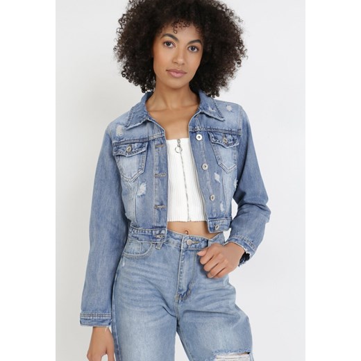 Niebieska Kurtka Jeansowa Theamohsa S Born2be Odzież