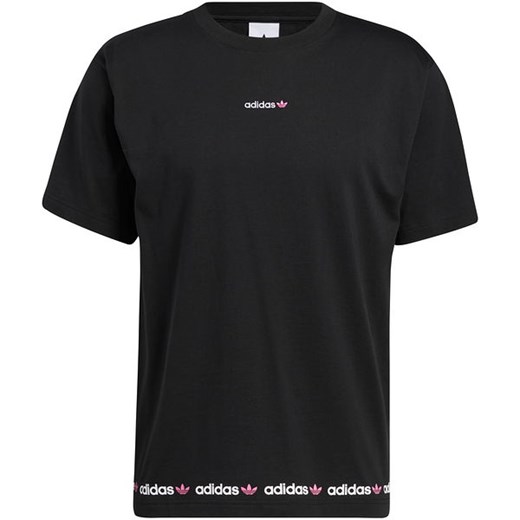 Koszulka męska Linear Logo Repeat SS Tee Adidas Originals (black/screaming pink) L okazyjna cena SPORT-SHOP.pl