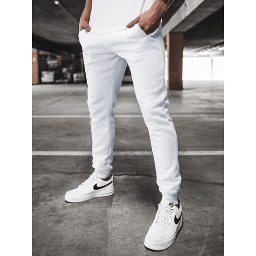 Spodnie dresowe męskie białe OZONEE JS/XW01 ze sklepu ozonee.pl w kategorii Spodnie męskie - zdjęcie 112317993