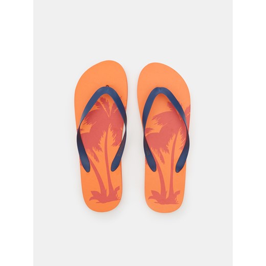 Klapki męskie Sinsay pomarańczowe z gumy sportowe na lato 