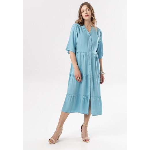 Jasnoniebieska Sukienka Alathei S/M promocyjna cena Born2be Odzież