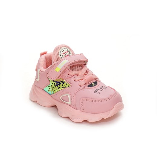 Buty sportowe dziecięce Clibee różowe z nadrukami na rzepy 