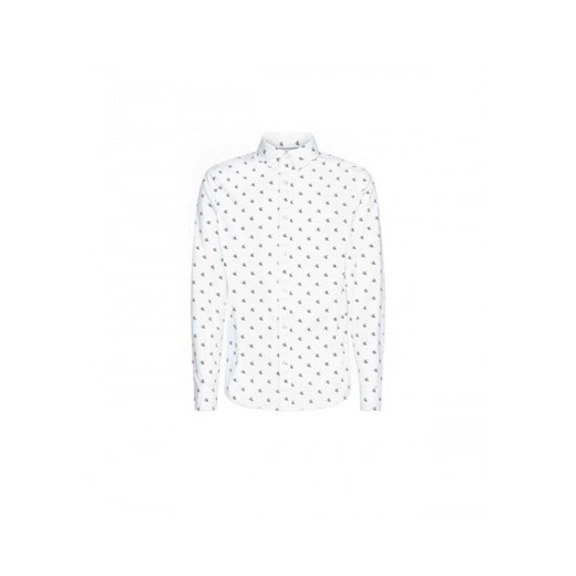 Koszula męska Calvin Klein w abstrakcyjnym wzorze biała z długim rękawem 