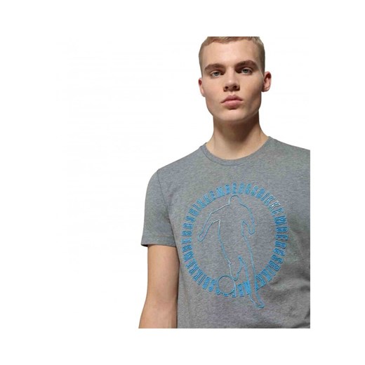 T-shirt męski szary BIKKEMBERGS z krótkimi rękawami 